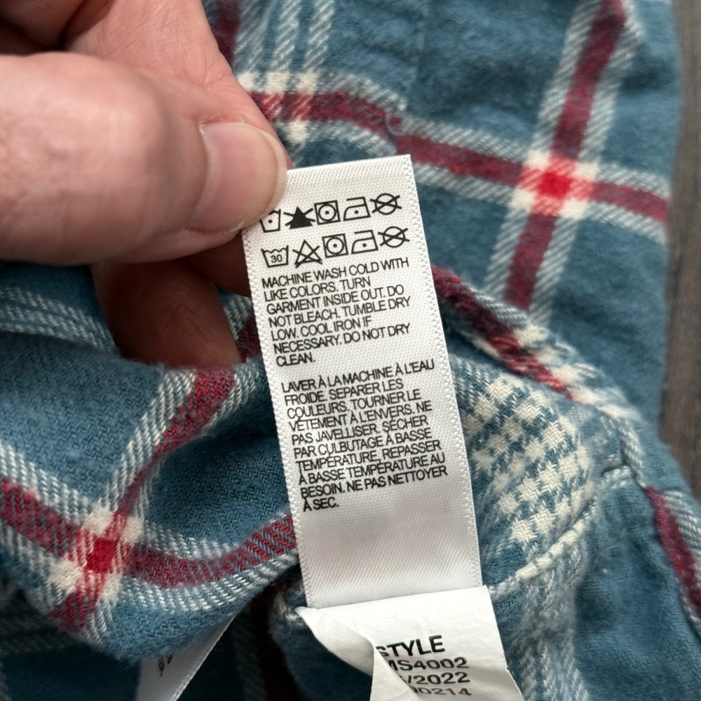 Lucky Brand Classic Fit Plaid Flannel Shirt Medium Blue Red White Long Sleeve - Picture 7 of 9
